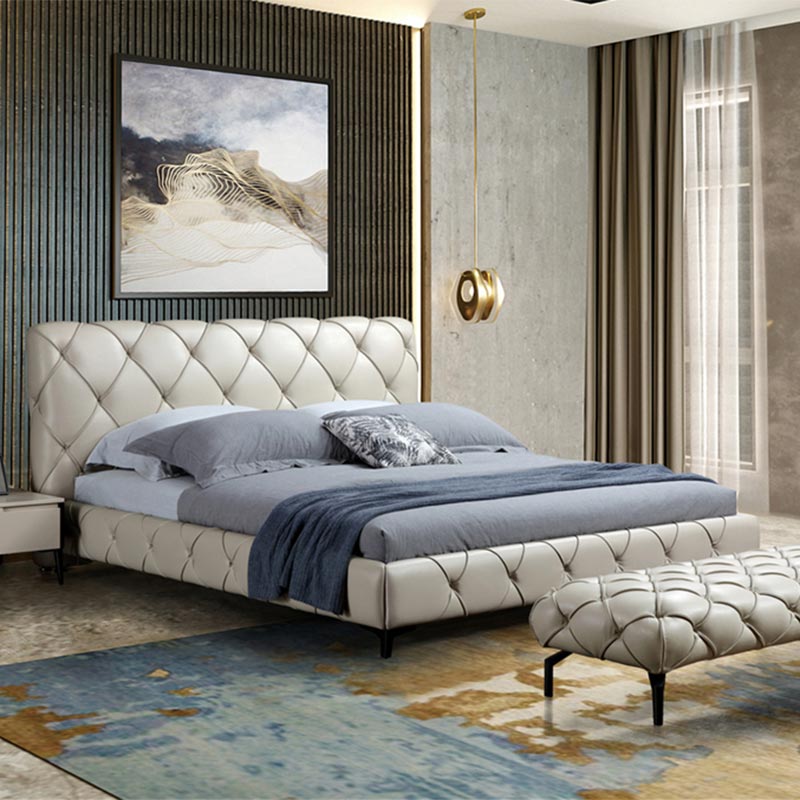 Letto imbottito in vera pelle di lusso italiano